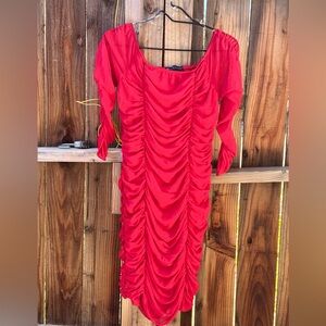 Fashion to Figure Vibrant Red Long Sleeve Dress